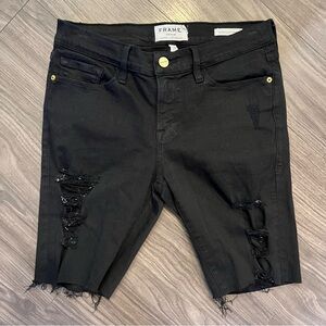 FRAME Le Skinny de Jeanne Denim distressed cutoff Shorts sz 27